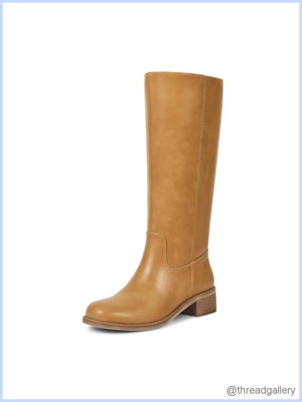 Knee High Boots Round Toe Chunky Block Heel Tall Riding Boots Side Zipper